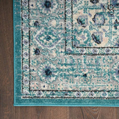 Nourison Bohemian Persian Rectangle Area Rug Passion Turquoise Grey PSN03 Made In Turkey