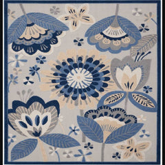 Nourison Chic Floral Rectangle Area Rug Aloha Blue Grey ALH25 Made In Turkey