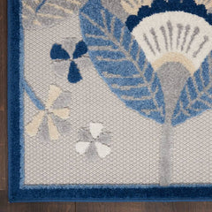 Nourison Chic Floral Rectangle Area Rug Aloha Blue Grey ALH25 Made In Turkey