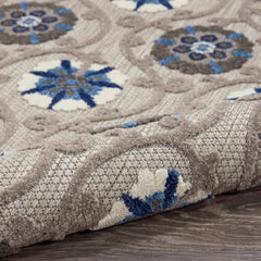 Nourison Contemporary Floral Rectangle Area Rug Aloha Grey ALH19 Made In Turkey