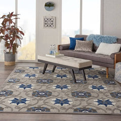 Nourison Contemporary Floral Rectangle Area Rug Aloha Grey ALH19 Made In Turkey