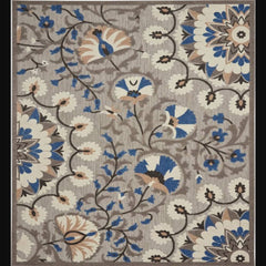 Nourison Contemporary Floral Rectangle Area Rug Aloha Grey Blue ALH20 Made In Turkey