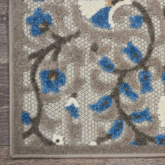 Nourison Contemporary Floral Rectangle Area Rug Aloha Grey Blue ALH20 Made In Turkey