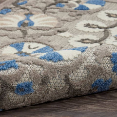 Nourison Contemporary Floral Rectangle Area Rug Aloha Grey Blue ALH20 Made In Turkey