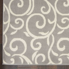 Nourison Contemporary Floral Rectangle Area Rug Grafix Grey GRF19 Made In Turkey