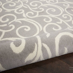 Nourison Contemporary Floral Rectangle Area Rug Grafix Grey GRF19 Made In Turkey