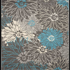 Nourison Contemporary Floral Rectangle Area Rug Passion Charcoal Blue PSN17 Made In Turkey