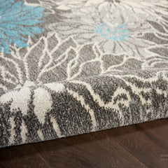 Nourison Contemporary Floral Rectangle Area Rug Passion Charcoal Blue PSN17 Made In Turkey
