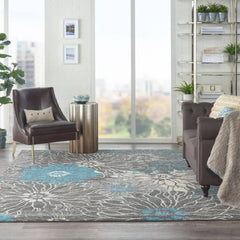 Nourison Contemporary Floral Rectangle Area Rug Passion Charcoal Blue PSN17 Made In Turkey