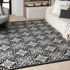 Nourison Contemporary Geometric Rectangle Area Rug Aloha Black ALH34 Made In Turkey