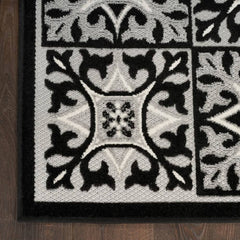 Nourison Contemporary Geometric Rectangle Area Rug Aloha Black ALH34 Made In Turkey