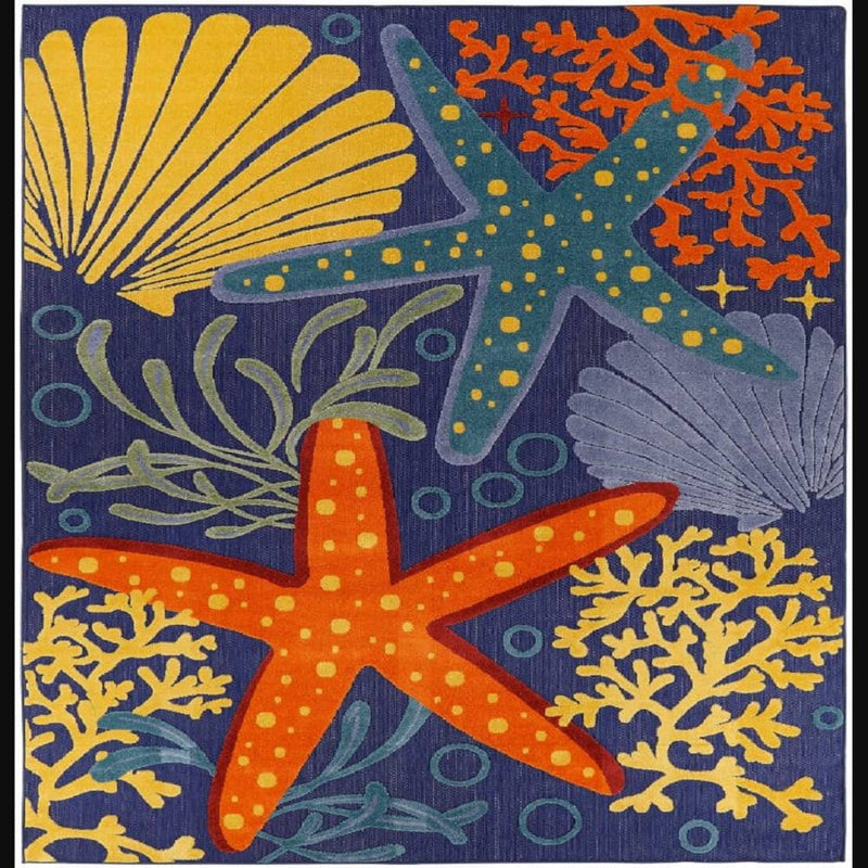Nourison Contemporary Nature Rectangle Area Rug Aloha Navy Multicolor ALH24 Made In Turkey