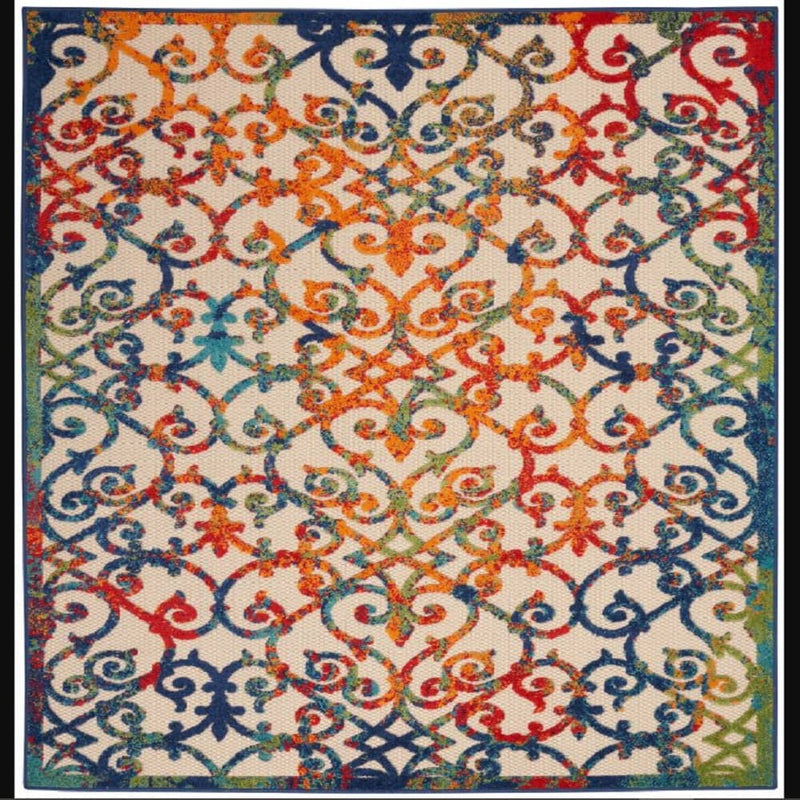Nourison Contemporary Trellis Rectangle Area Rug Aloha Multicolor ALH21 Made In Turkey