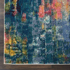 Nourison Modern Abstract Rectangle Area Rug Celestial Blue Yellow CES09 Made In Turkey