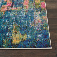 Nourison Modern Abstract Rectangle Area Rug Celestial Blue Yellow CES09 Made In Turkey