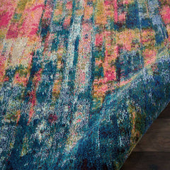 Nourison Modern Abstract Rectangle Area Rug Celestial Blue Yellow CES09 Made In Turkey