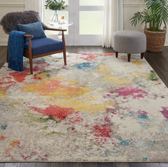 Nourison Modern Abstract Rectangle Area Rug Celestial Ivory Multicolor CES12 Made In Turkey