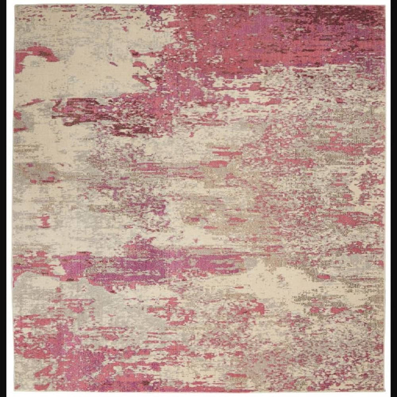 Nourison Modern Abstract Rectangle Area Rug Celestial Ivory Pink CES02 Made In Turkey