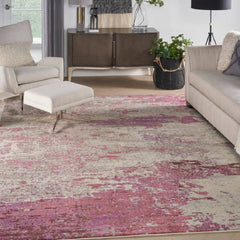 Nourison Modern Abstract Rectangle Area Rug Celestial Ivory Pink CES02 Made In Turkey