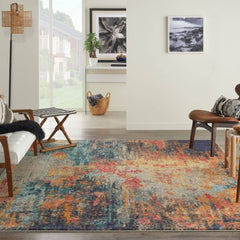 Nourison Modern Abstract Rectangle Area Rug Celestial Multicolor CES15 Made In Turkey