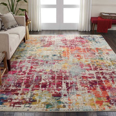 Nourison Modern Abstract Rectangle Area Rug Celestial Pink Multicolor CES13 Made In Turkey