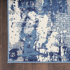 Nourison Modern Abstract Rectangle Area Rug Grafix Navy Blue GRF38 Made In Turkey