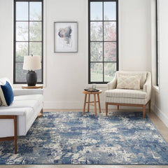 Nourison Modern Abstract Rectangle Area Rug Grafix Navy Blue GRF38 Made In Turkey