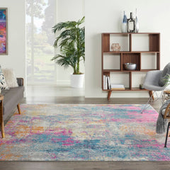 Nourison Modern Abstract Rectangle Area Rug Passion Ivory Multicolor PSN36 Made In Turkey
