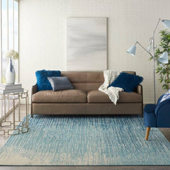 Nourison Modern Abstract Rectangle Area Rug Passion Navy Light Blue PSN09 Made In Turkey
