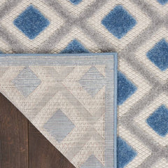 Nourison Modern Geometric Rectangle Area Rug Aloha Blue Grey ALH26 Made In Turkey