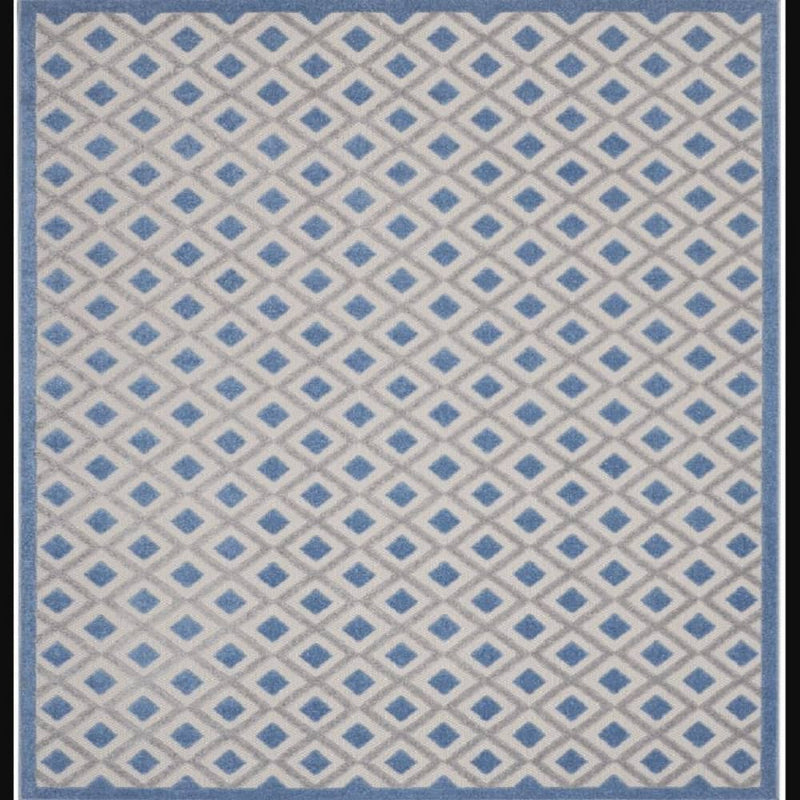 Nourison Modern Geometric Rectangle Area Rug Aloha Blue Grey ALH26 Made In Turkey