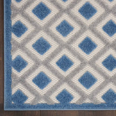 Nourison Modern Geometric Rectangle Area Rug Aloha Blue Grey ALH26 Made In Turkey