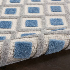 Nourison Modern Geometric Rectangle Area Rug Aloha Blue Grey ALH26 Made In Turkey