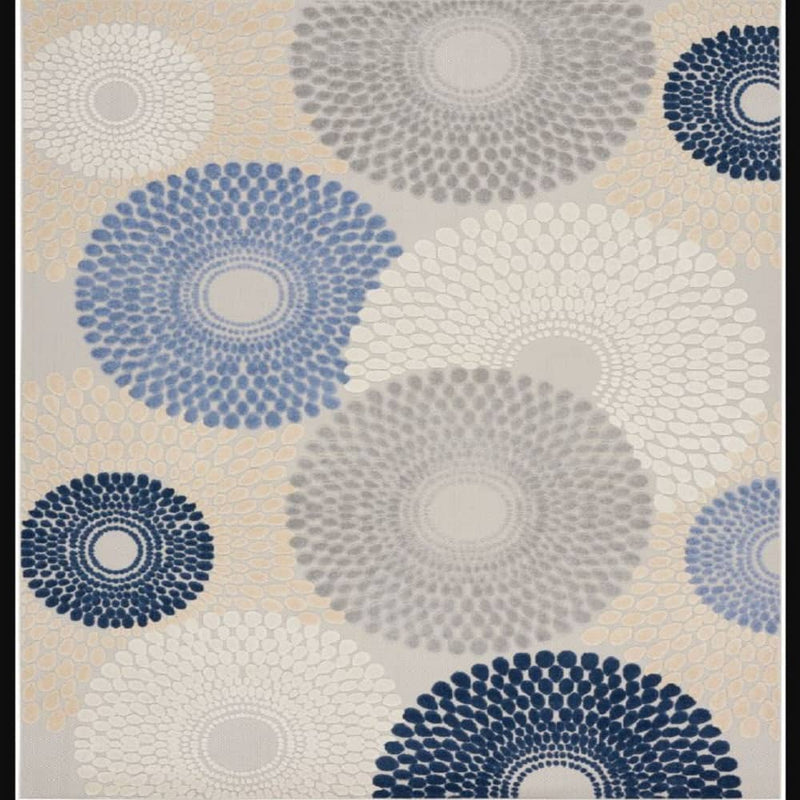 Nourison Modern Geometric Rectangle Area Rug Aloha Blue Grey ALH29 Made In Turkey