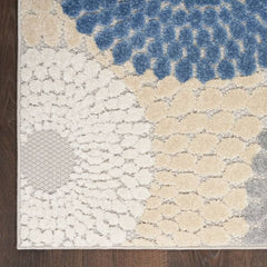 Nourison Modern Geometric Rectangle Area Rug Aloha Blue Grey ALH29 Made In Turkey