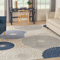 Nourison Modern Geometric Rectangle Area Rug Aloha Blue Grey ALH29 Made In Turkey