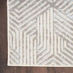 Nourison Modern Geometric Rectangle Area Rug Grafix Grey GRF39 Made In Turkey