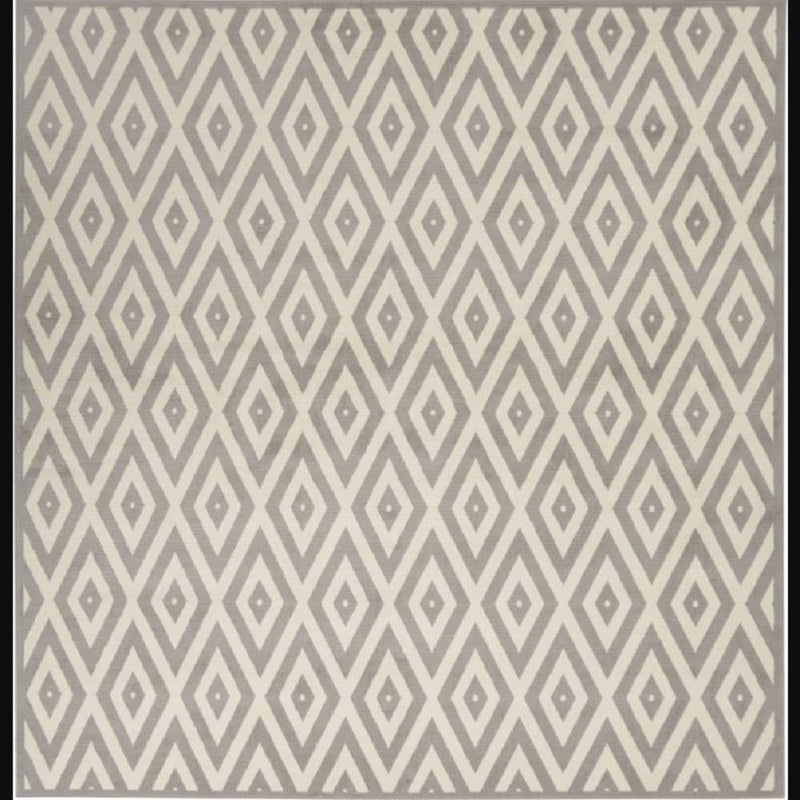 Nourison Modern Geometric  Rectangle Area Rug Grafix White Grey GRF18 Made In Turkey