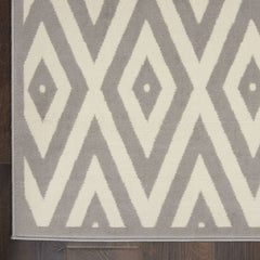 Nourison Modern Geometric  Rectangle Area Rug Grafix White Grey GRF18 Made In Turkey