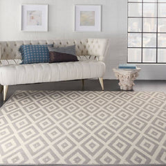 Nourison Modern Geometric  Rectangle Area Rug Grafix White Grey GRF18 Made In Turkey