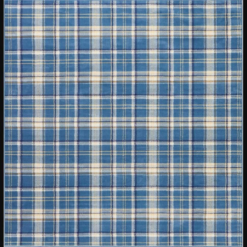 Nourison Rustic Plaid Rectangle Area Rug Grafix Blue GRF03 Made In Turkey