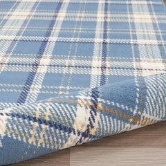 Nourison Rustic Plaid Rectangle Area Rug Grafix Blue GRF03 Made In Turkey