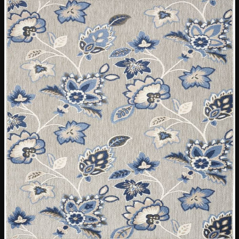 Nourison Sleek Floral Rectangle Area Rug Aloha Blue ALH31 Made In Turkey