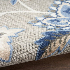 Nourison Sleek Floral Rectangle Area Rug Aloha Blue ALH31 Made In Turkey