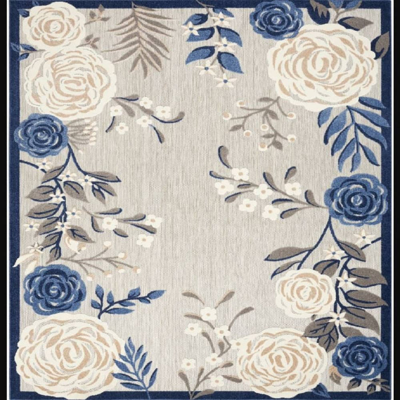 Nourison Stylish Floral Rectangle Area Rug Aloha Blue ALH32 Made In Turkey