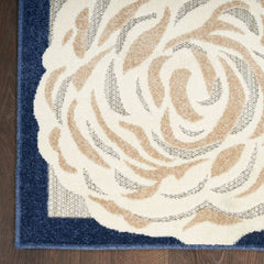 Nourison Stylish Floral Rectangle Area Rug Aloha Blue ALH32 Made In Turkey