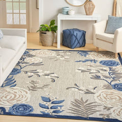 Nourison Stylish Floral Rectangle Area Rug Aloha Blue ALH32 Made In Turkey
