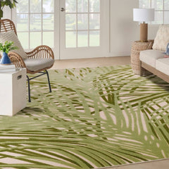 Nourison Tropical Nature Rectangle Area Rug Aloha Ivory Green ALH41 Made In Turkey