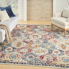 Nourison Vintage Persian Rectangle Area Rug Grafix Blue Multicolor GRF31 Made In Turkey