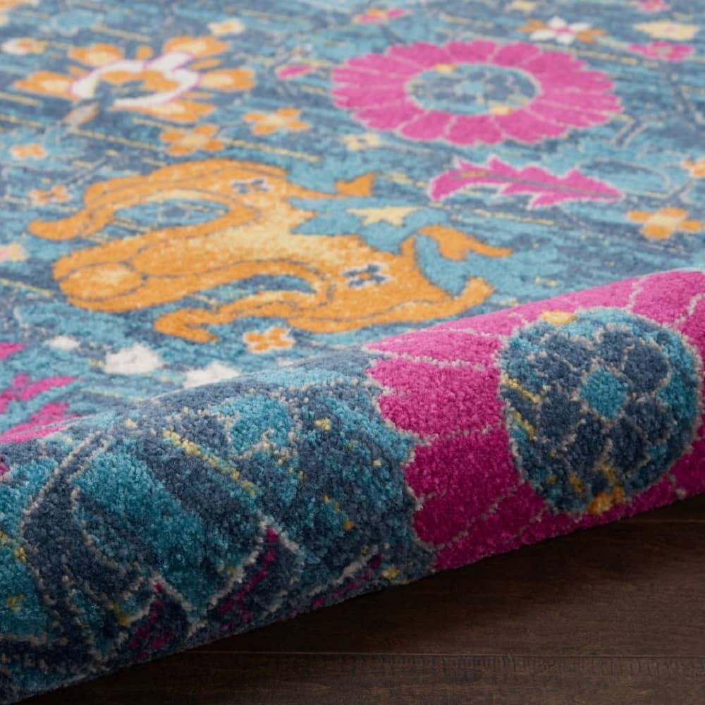 Nourison Bohemian Floral Rectangle Area Rug Passion Denim PSN01 Made In Turkey